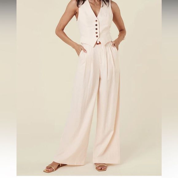 - Spell Every Single Day Linen Pants in Cream S - Picture 2 of 8